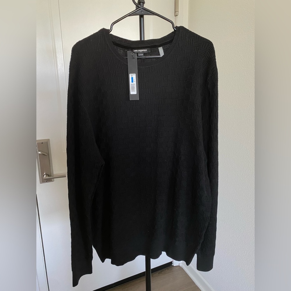 KARL LAGERFELD Crewneck textured Black sweater